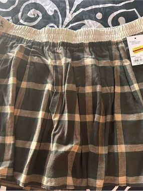SO Green and Cream Plaid Mini Skirt